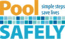 The "Pool Safely" logo features orange and blue text with a blue and teal mosaic pattern.