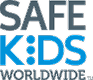 The "SAFE KIDS WORLDWIDE" logo features "SAFE" in gray, "KIDS" in blue, and "WORLDWIDE" in gray.