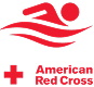 A red swimmer icon with three waves below it, and "American Red Cross" next to a red cross symbol.