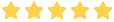 Five blurry, yellow, five-pointed stars are arranged in a horizontal line on a white background.
